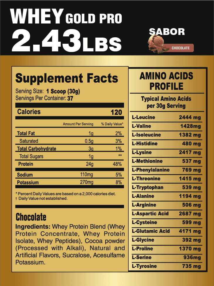Información nutricional - Chocolate 2.43 lbs